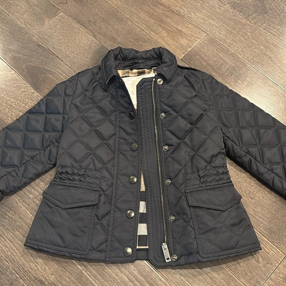 Burberry children's navy quilted jacket - 2Y